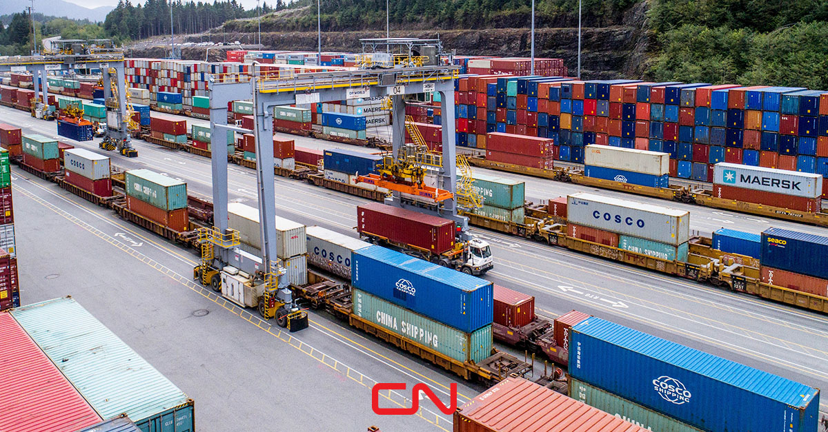 CNRailway's tweet photo. After the @COSCOSHPGLines XIN CHONG QING berthed at @rupertport Friday, containers destined for two different CN priority trains were expedited and successfully loaded onto our Chicago priority train service as well as our first ever priority train to Toronto! https://t.co/VhRsAS8zp6