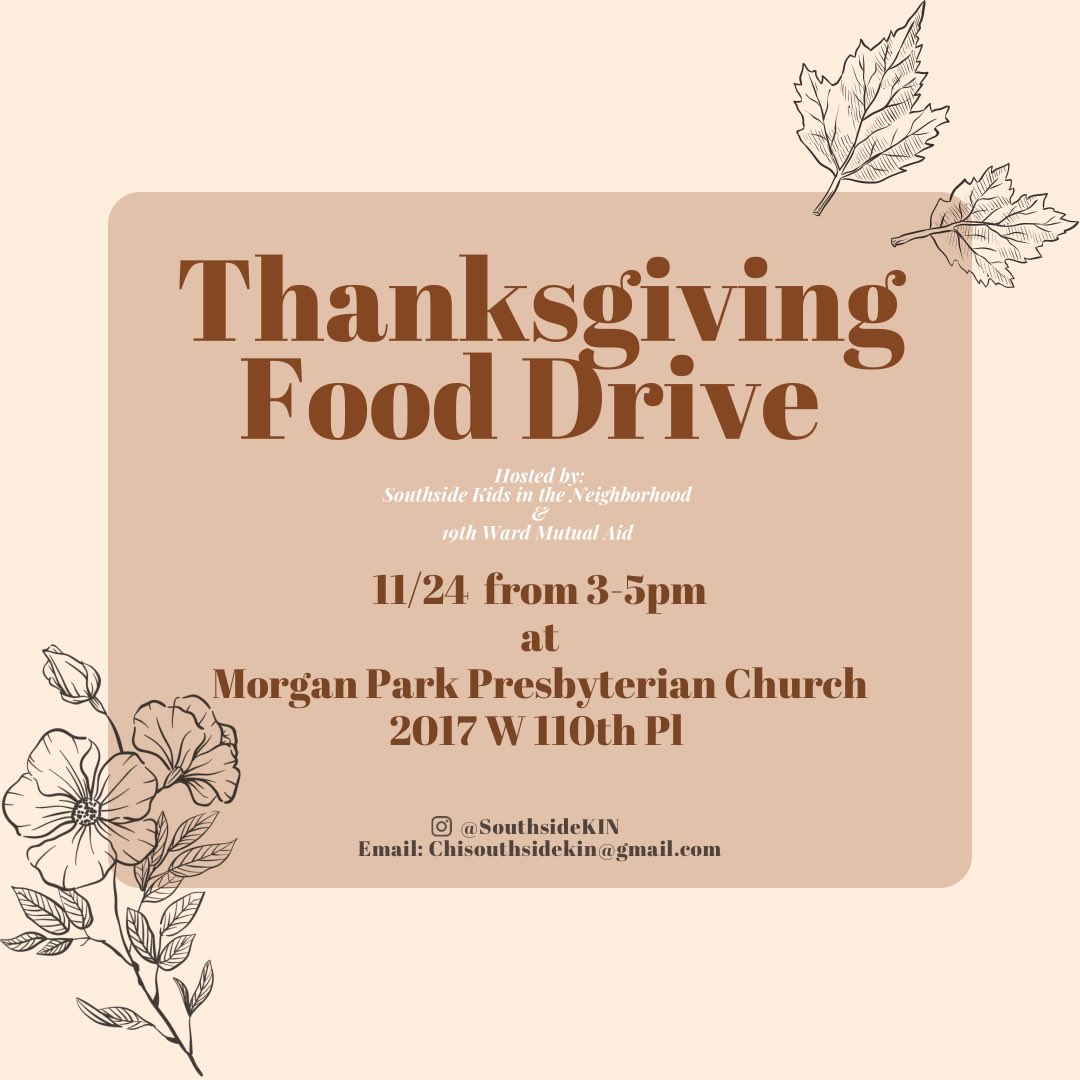 southsidekin_'s tweet photo. Hi everyone! While you’re out grocery shopping leading up to Thanksgiving, please consider picking up some extra non-perishable goods for our upcoming food drive. We are offering contactless porch pick-up for your convenience. Help feed our neighbors this holiday season 🦃 https://t.co/iz5qcT6wrE