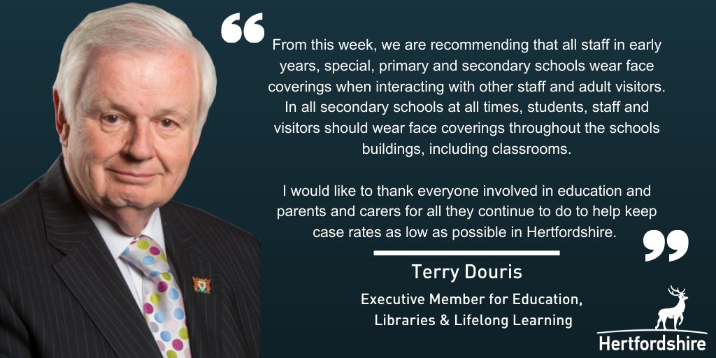 We have written to all schools, early years settings and to parents and carers to recommend additional public health measures to help keep our residents safe and to reduce disruption to our children and young people's education. Read the letter in full: hertfordshire.gov.uk/about-the-coun…