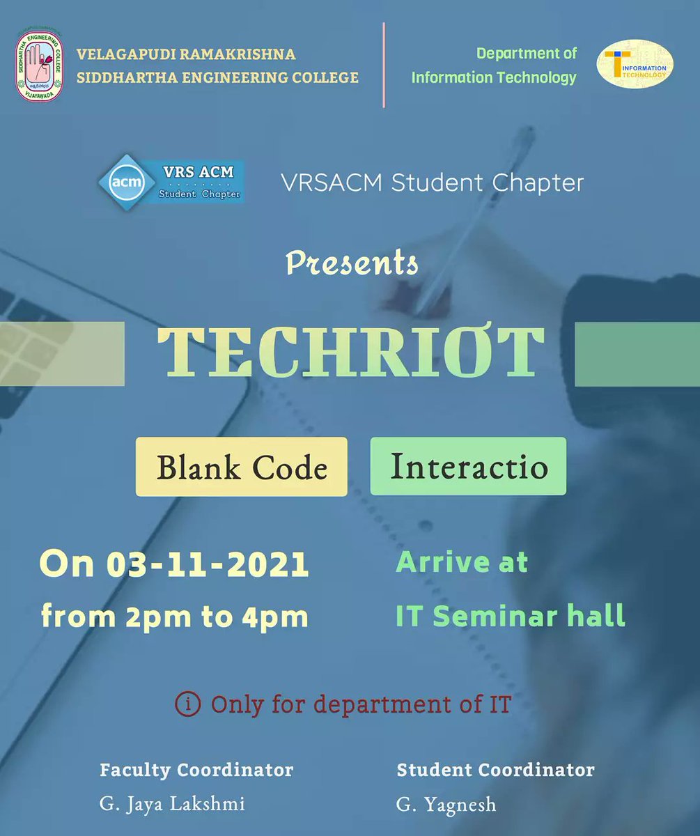 acm_vrsec's tweet image. Done with the day 💙💙
.
.
.
.
#acmevents
#acm_vrsec
#acm
#techriot
@Indiaacm