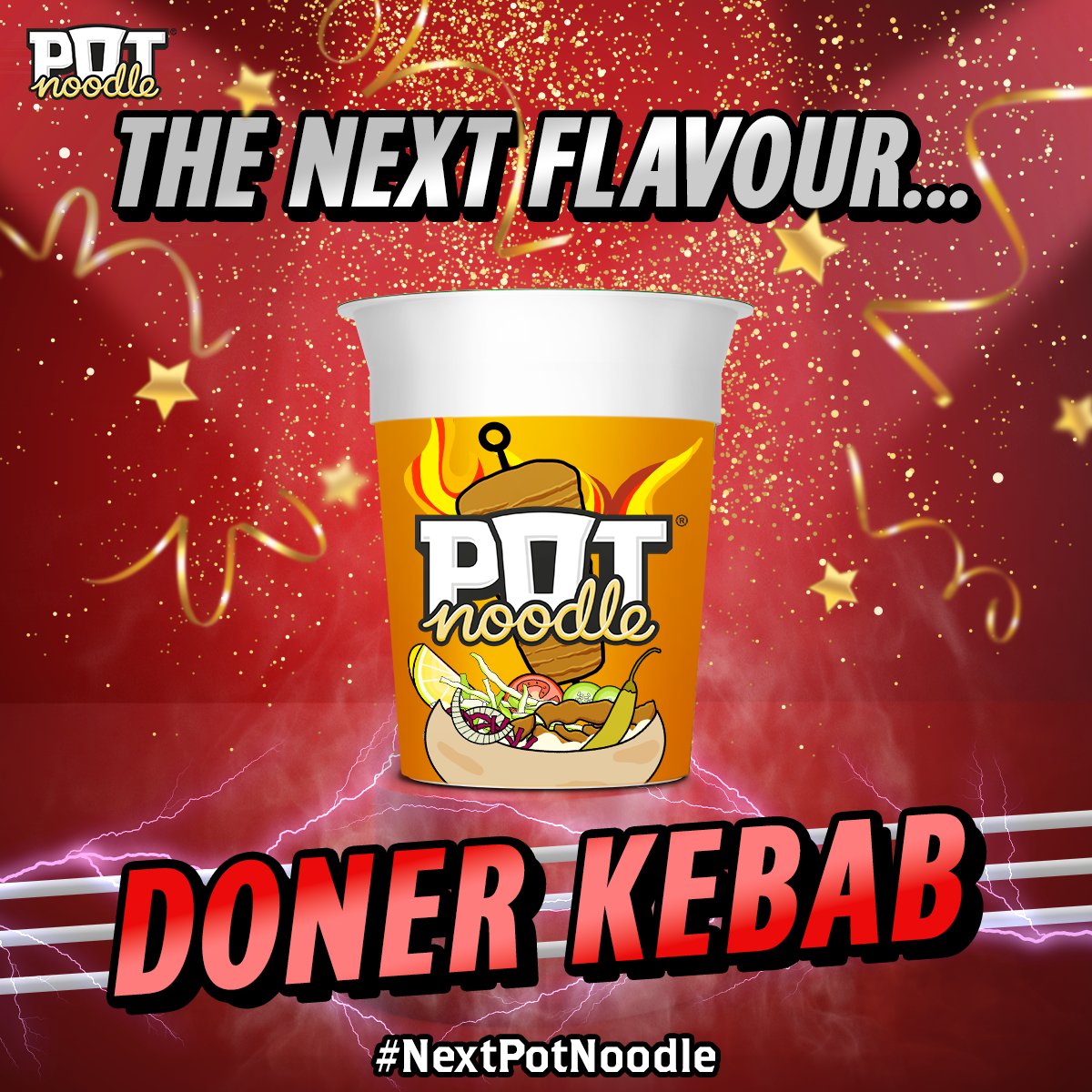 PotNoodle's tweet photo. If you follow us on Facebook & Instagram, youβd know this was a close one! After counting the results on ALL platforms, the returning flavour to a supermarket shelf near you will be...
πDONER KEBAB! π Let's get it π€ #NextPotNoodle https://t.co/S0jjzFBmWf