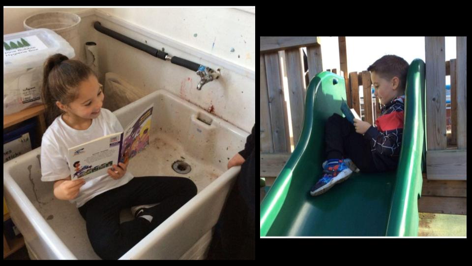 Woods_Bank's tweet photo. Year 2 exploring unusual places that they like to read. Which one is your favourite? Is there somewhere unusual you could read at home? #experiencelessons #readingforpleasure @ElliotFndtn @pedgerton71 https://t.co/zFWU8yyv5b