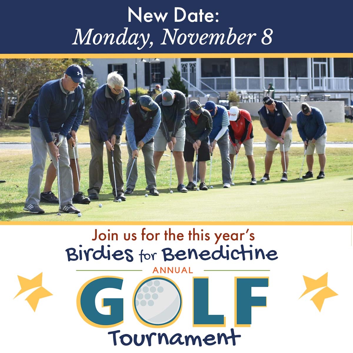 Benschool's tweet photo. Just a reminder that this year's Birdies for #Benedictine Golf Tournament has been rescheduled for MONDAY, NOVEMBER 8, 2021.⁠ That means there is still time to get in on the fun! To register and/or sign up as a sponsor, please visit: https://t.co/Y1VVZfkpCO https://t.co/Km71wkn41p