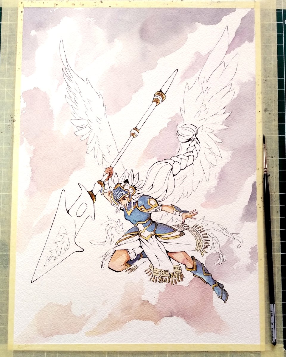 That was a fun and challenging one!
I first did a digital sketch before printing it and used a light box to ink on watercolor paper. 