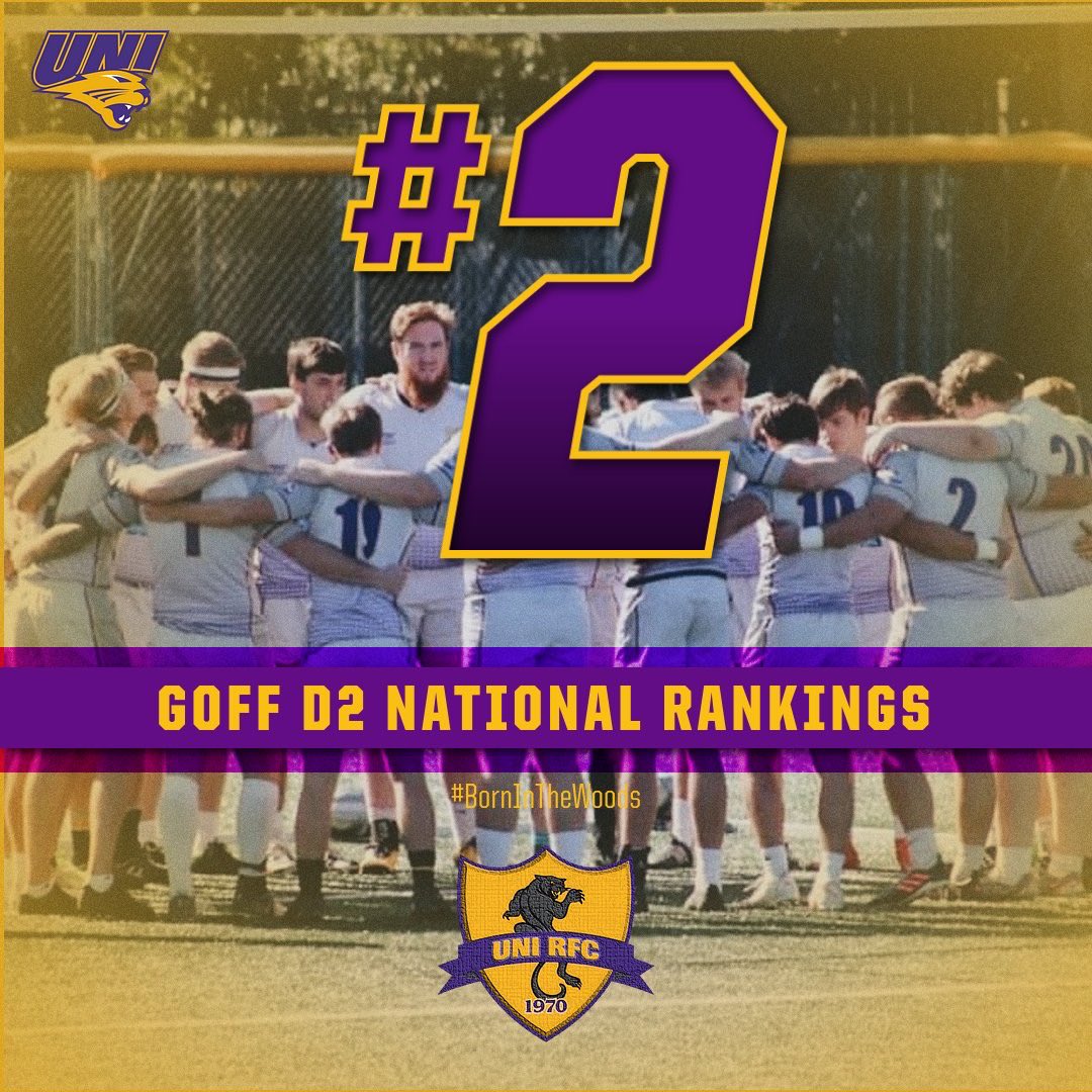 UNIMensRugby's tweet photo. Your UNI boys are the number two team IN THE NATION! Big things yet to come for this squad. #BornInTheWoods #1UNI https://t.co/oOzmfJUveS