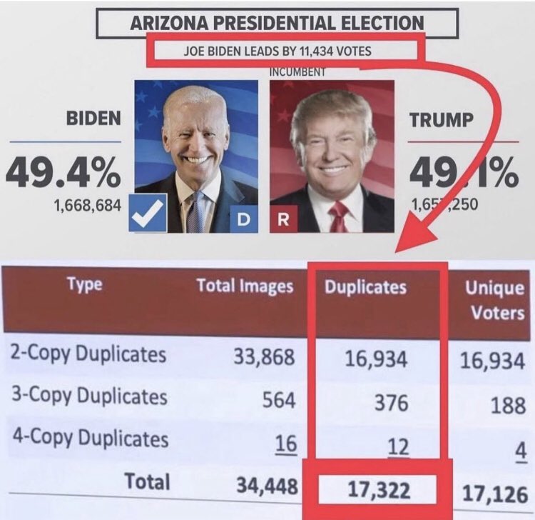BidenIntern's tweet photo. A year ago today our presidential election was stolen from the citizens of the United States of America. 

Who ordered the counting to be stopped on November 3rd, 2020? 

#TrumpWon2020 #DecertifyArizona #decertifywisconsin #DecertifyGeorgia
#AuditAll50States https://t.co/s8K5ULX1AR