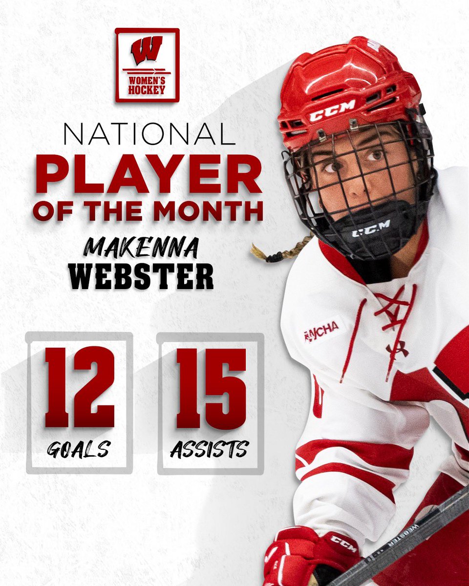 Not a surprise to us!

#Badgers <a href="/makweb8/">Makenna Webster</a> had been named the NATIONAL Player of the Month! 

#OnWisconsin