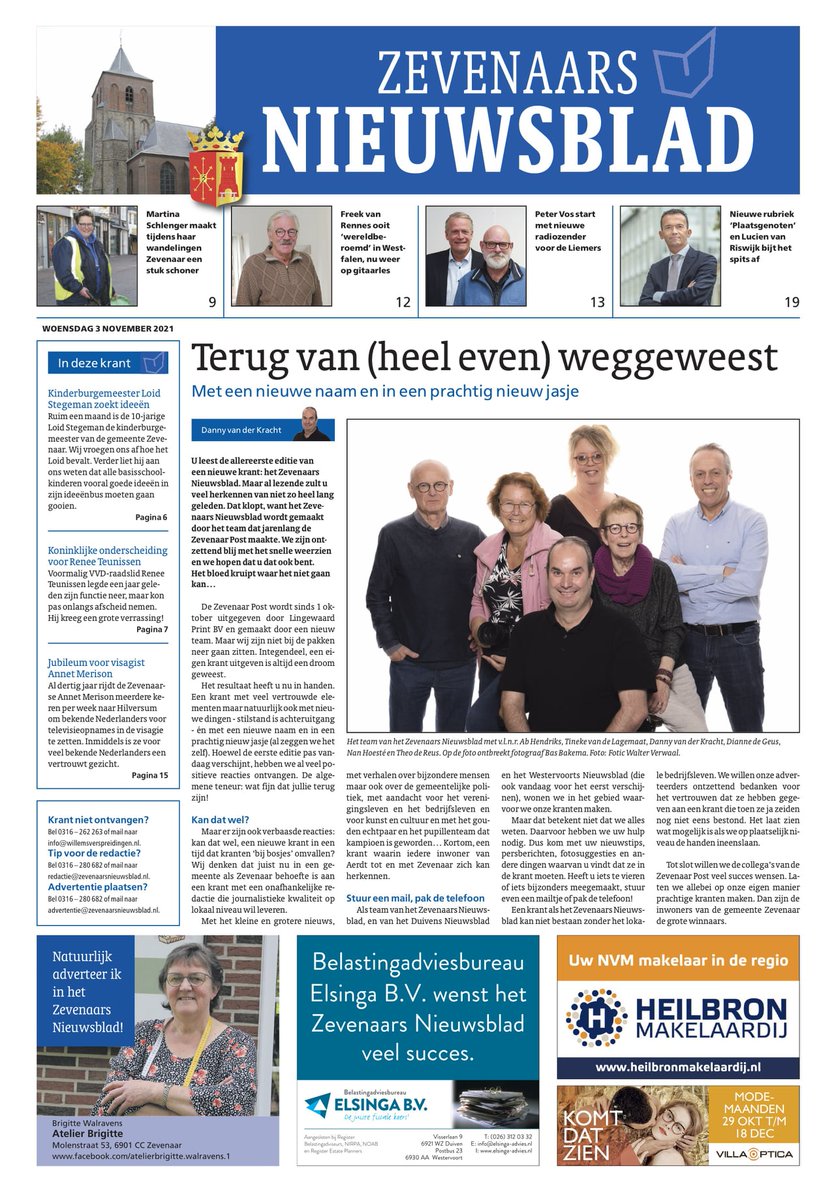 Een van mijn grootste wensen was ooit een eigen huis-aan-huiskrant te mogen uitgeven. Vandaag is het zover: deze prachtige krant valt overal in de gemeente Zevenaar op de mat! #trots #zevenaarsnieuwsblad