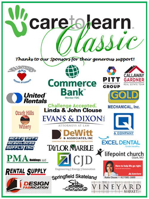 C2LOzark's tweet photo. Can we give a shout out to all our sponsors who supported our Care to Learn Classic 3.0!! We couldn't have raised enough to feed 28+ students without you!
Thank you so much! @OzarkTigers @CaretoLearn @CommerceBank https://t.co/3na3x9pzs5