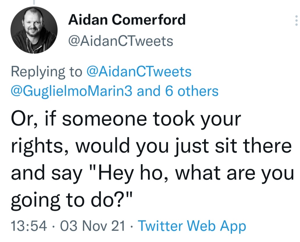 cuntasoir's tweet photo. For once he speaks sense. No Aido we won't stand by while hard fought for rights are eroded. We are fighting and will continue to do so despite constant threats, smears and being called 'Brit terfs'.
#resistingcaptivity
#wewillbeheard https://t.co/kxrCiIDDHp