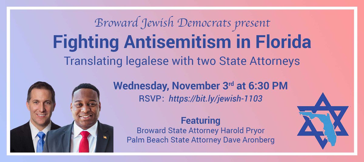 Please join us tonight! Looking forward to our great guest speakers <a href="/aronberg/">Dave Aronberg</a> and @HaroldFPryor!

bit.ly/jewish-1103