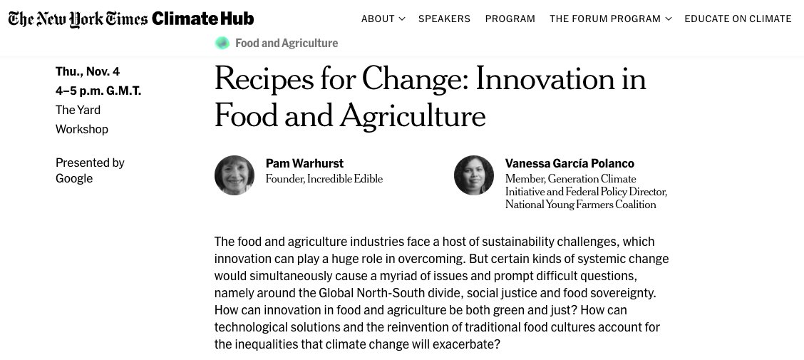 vgpvisions's tweet photo. If you are at #cop26, join me tomorrow at @nytimes Climate Hub to brainstorm recipes for a change and transform our #foodsystem together! #GenerationClimate
https://t.co/yZnd2wFyOw https://t.co/JxlRndVQL1