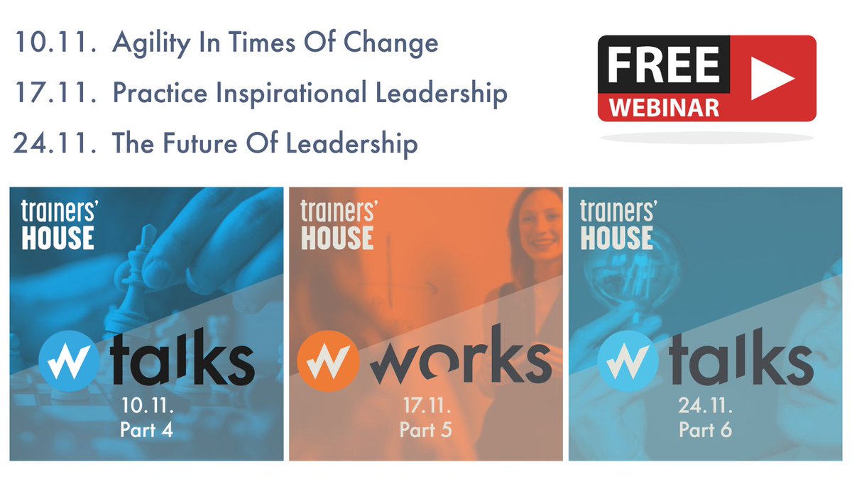 LaureaES's tweet photo. Join our free webinars with @TrainersHouse!
10.11. 𝗔𝗴𝗶𝗹𝗶𝘁𝘆 𝗜𝗻 𝗧𝗶𝗺𝗲𝘀 𝗢𝗳 𝗖𝗵𝗮𝗻𝗴𝗲
17.11. 𝗣𝗿𝗮𝗰𝘁𝗶𝗰𝗲 𝗜𝗻𝘀𝗽𝗶𝗿𝗮𝘁𝗶𝗼𝗻𝗮𝗹 𝗟𝗲𝗮𝗱𝗲𝗿𝘀𝗵𝗶𝗽
24.11. 𝗧𝗵𝗲 𝗙𝘂𝘁𝘂𝗿𝗲 𝗢𝗳 𝗟𝗲𝗮𝗱𝗲𝗿𝘀𝗵𝗶𝗽
🎟️https://t.co/v6drChq8Tp

#webinar #leadership #events https://t.co/KA6zSO8QtA
