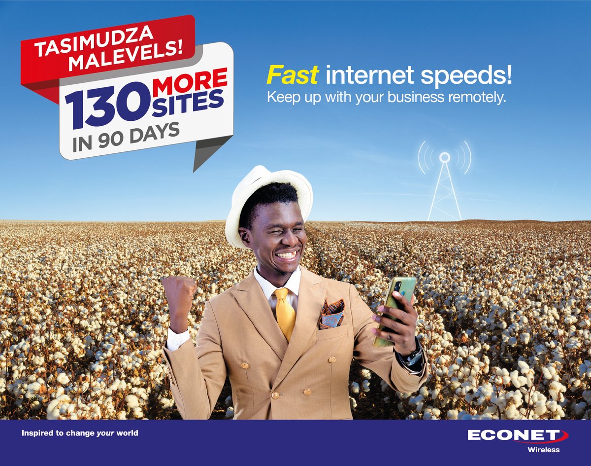 econetzimbabwe's tweet photo. 🎙! TASIMUDZA MA LEVELS👋🏾!! Keep up with your business remotely.

We are bringing you 130 sites in the next 90 days for a fast and reliable internet connection.

Live the Difference and enjoy the Digital Lifestyle.

It’s more fun and more convenient! https://t.co/Jg1halPHzG