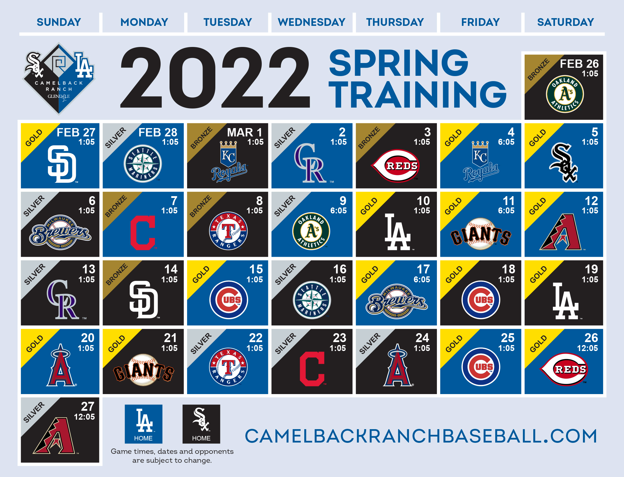 La Dodgers 2022 Schedule Camelback Ranch On Twitter: "🔥🔥 @Whitesox And @Dodgers Spring Training  Season 🎟️🎟️ Holders, Your Exclusive Renewal Period Begins Tomorrow At 10  A.m. You'll Receive An E-Mail With Login Instructions Into Your Account