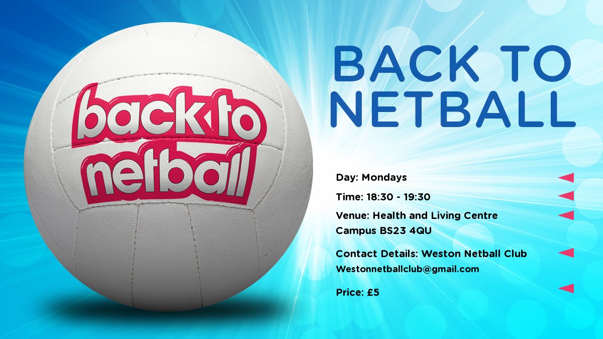 Want to get back into the sport you loved? 

Ready to start a new sport?

Come join us - Monday nights 6.30-7.30pm

englandnetball.co.uk/play-netball/f…

<a href="/WSMERCURY/">Weston, Worle & Somerset Mercury</a> <a href="/EnglandNetball/">England Netball</a> 

#netball #backtonetball #EnglandNetball #netballskills #netballtraining #netballfamily #WNC #inspire #empower