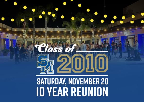 ⁦@SMCHSEagles⁩ Class of 2010, your 10 year reunion is weeks away. Please contact Annie Phan or Patrick Keane in the alumni office for details. phana@smhs.org or keanep@smhs.org or (310) 710-5235. 💙💛💙💛