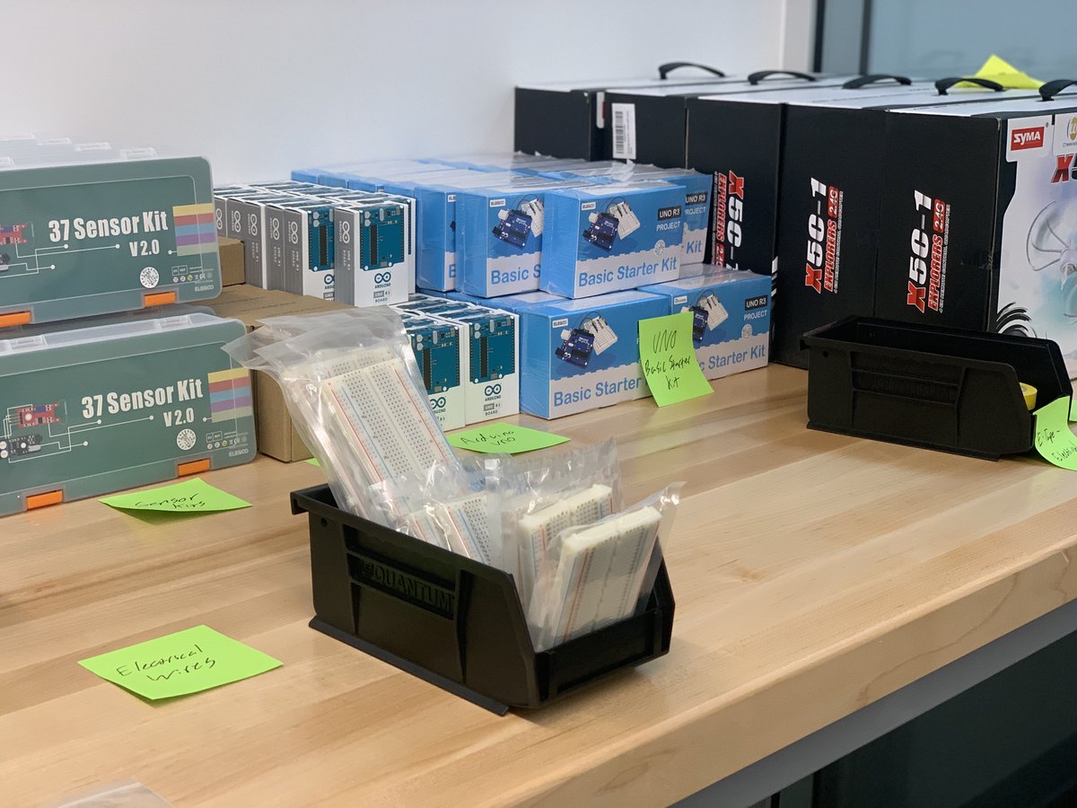 SkyHack_KSU's tweet photo. From Arduinos to breadboards to drones, we have it all!
#Hackathon participants will be able to check out these items and more to create their aviation innovations.
#SkyHack begins this Friday, donβt miss your chance to join: https://t.co/TabpJpQuzt https://t.co/YpW5x6qLh2