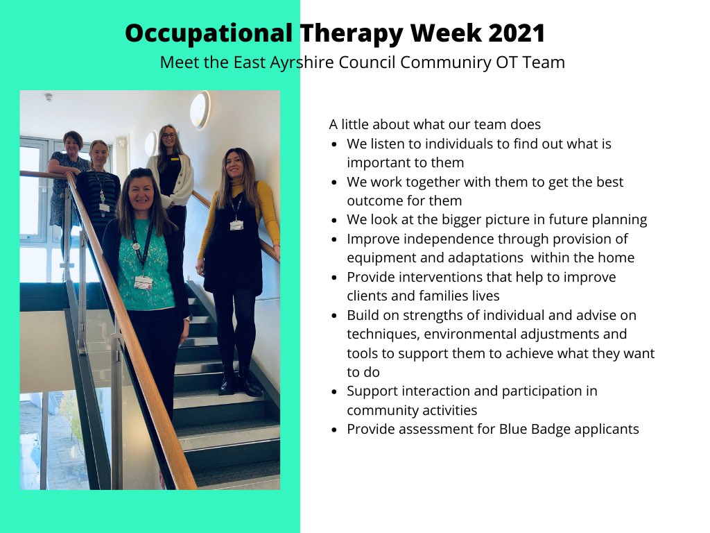 Connie Murray (@connieahpmurray) on Twitter photo Today for #OTweek2021 we are introducing our very own East Ayrshire Council Community OT Team. They do fantastic work, not that I am biased. <a href="/lkerrOTahp/">Lindsay Kerr</a> @EAHSCP <a href="/eastayrshireOT/">East Ayrshire OT</a> <a href="/LianneMcInally1/">Lianne McInally</a> Today for #OTweek2021 we are introducing our very own East Ayrshire Council Community OT Team. They do fantastic work, not that I am biased. <a href="/lkerrOTahp/">Lindsay Kerr</a> @EAHSCP <a href="/eastayrshireOT/">East Ayrshire OT</a> <a href="/LianneMcInally1/">Lianne McInally</a>