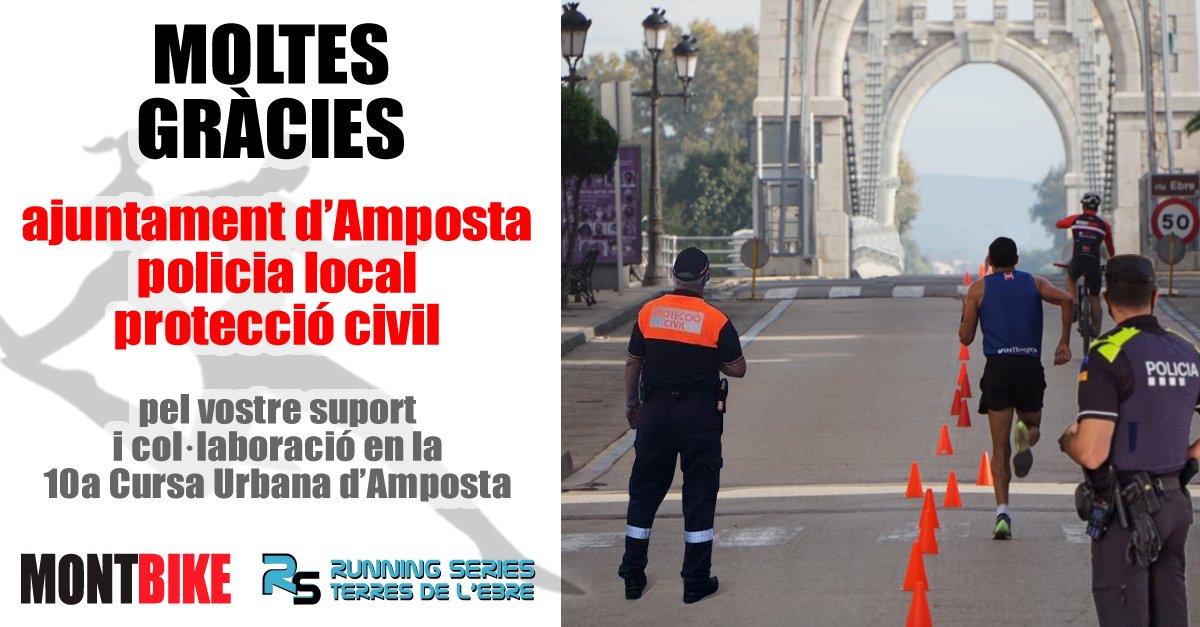 Després d'agrair als corredores i corredores, voluntaris i patrocinadors, ens queda donar les gràcies a <a href="/ajamposta/">Ajuntament d'Amposta</a>, <a href="/PoliciaAmposta/">Policia Local d'Amposta</a> i Voluntaris Protecció Civil Amposta pel seu suport i col·laboració en la 10a Cursa Urbana d'Amposta

#amposta #terresdelebre