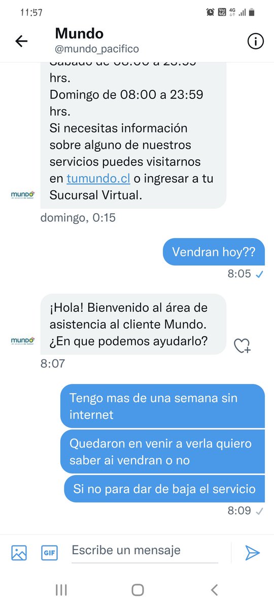 Elvis30047634's tweet photo. @mundo_pacifico son unos chantas nadie  se comunica pqra brindarte el servicio al cliente solo mensajes mensajea y mas mensajea https://t.co/aHcS9mSYKV
