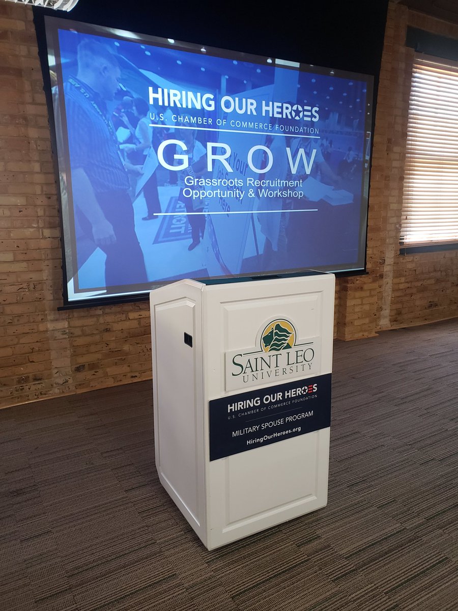 Shadel_Hamilton's tweet photo. Enjoyed hosting our partners from @hiringourheroes as they facilitated their hiring fair to support military spouses. @SaintLeoUniv and @hiringourheroes, two proud supporters of the military. #wearesaintleo https://t.co/RtzniaUSqD