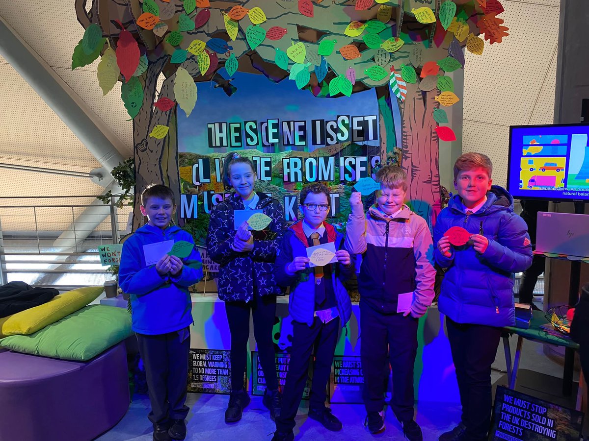 carronshoreps's tweet photo. The children added leaves to the #treeofpromises at @cop26 today. Itโs headed to the blue zone full of promises to the planet along with promises they want global leaders to make. #forestofpromises #cop26 @wwf_uk https://t.co/EVUOS6e7Yc