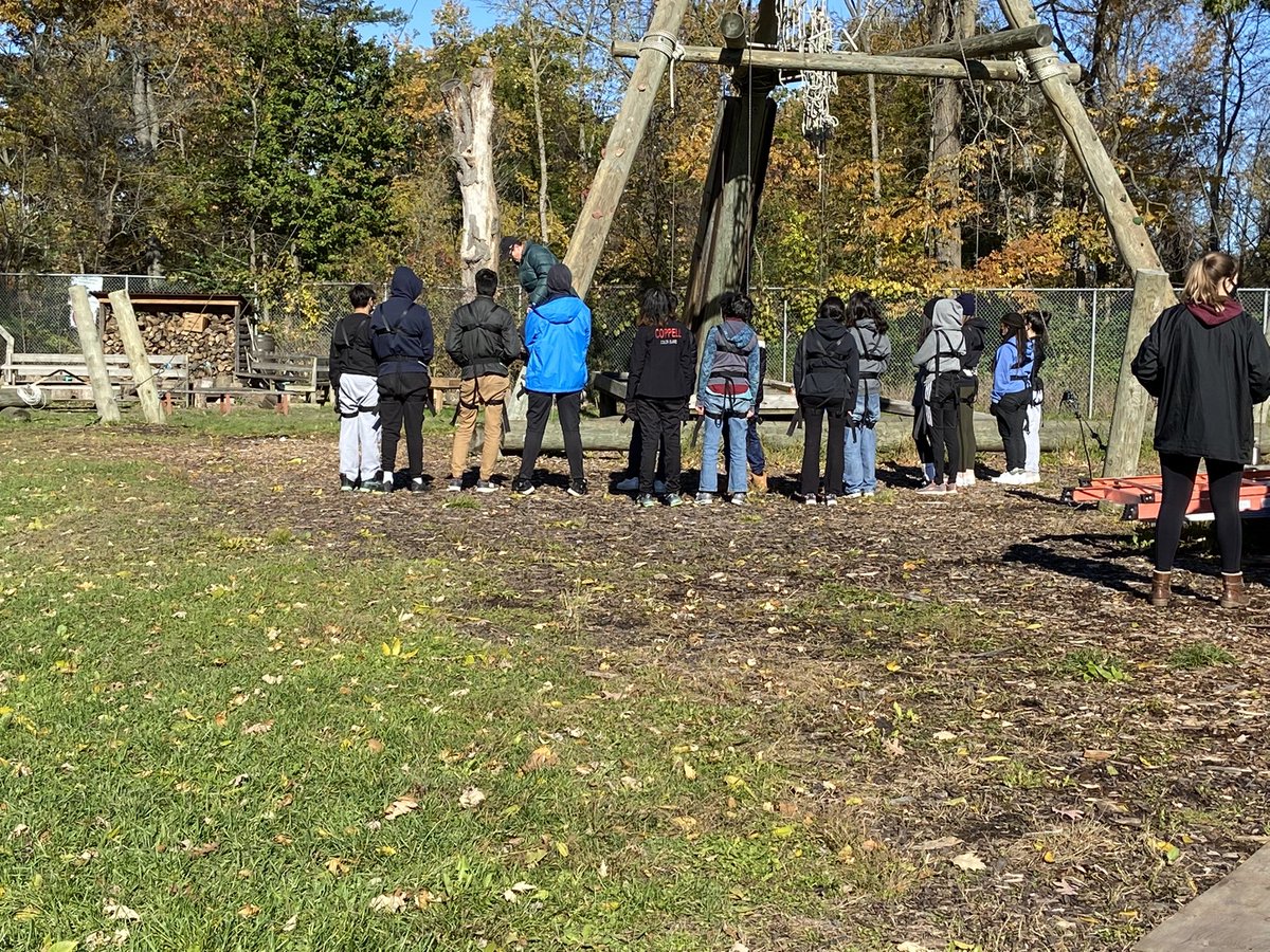 GWSSMathSci's tweet photo. First field trip in two years! GW environmental SHSM doing some training at The McMaster Alpine tower.  #SHSM #LearningOutdoors https://t.co/SheA7dokyk