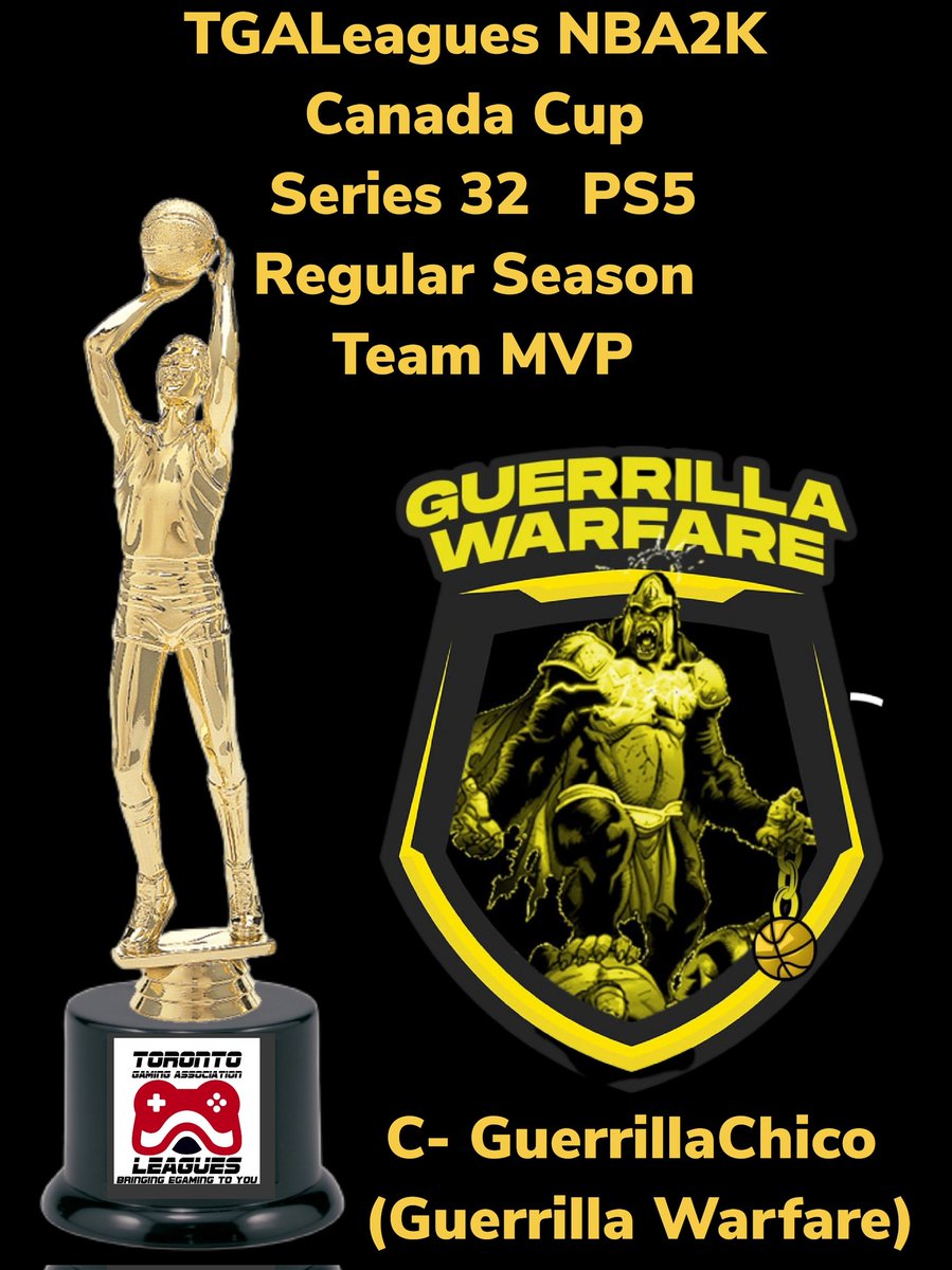 TGALeagues NBA2K Canada Cup Series 32 PS5 Regular Season Team MVP C- GuerrillaChico (Guerrilla Warfare) CONGRATS!!! KEEP WORKING AND GRINDING!!! GREAT SEASON!!! #TGALeagues #CANADACUP #NBA2K #SERIES32 #PS5 #5V5PROAM <a href="/LeaguesTGA/">TGALeagues</a>