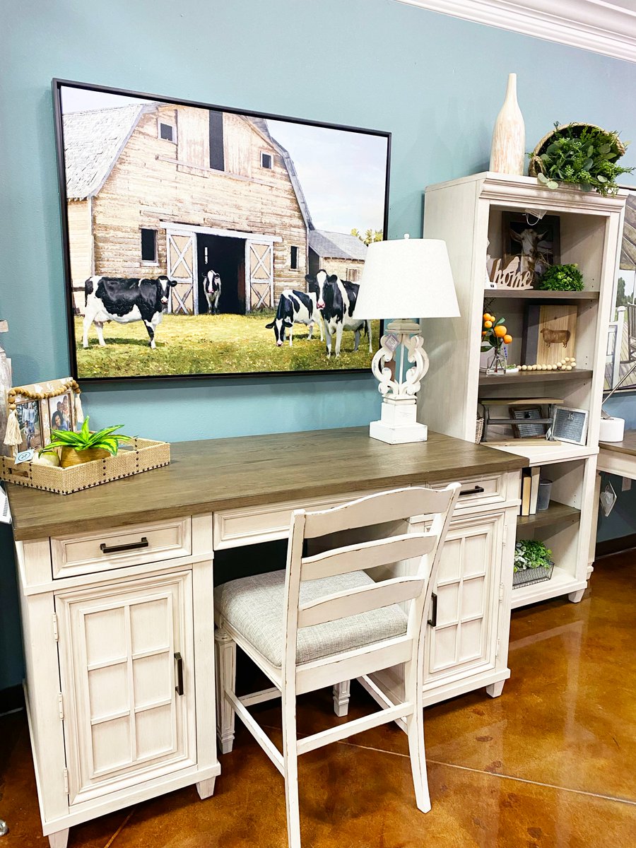 BoulevardHome's tweet photo. An office space this beautiful has to go home with you💙 Shop this furniture and more at Boulevard Home! Shop online or in-store at any of our three locations: Cedar City, St. George, and Mesquite! https://t.co/77k6CTtTtI