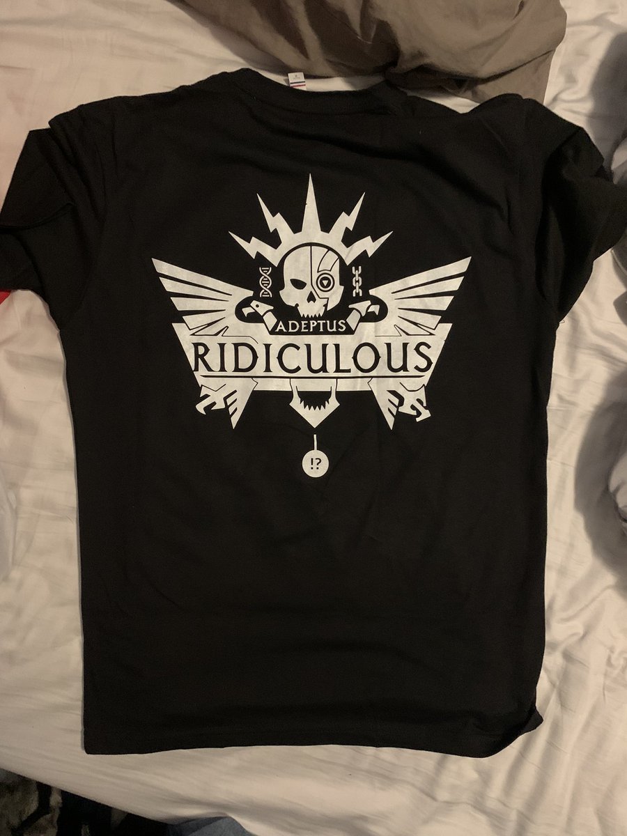 TheKevinBelden's tweet photo. merch just came in! 😍 this shirt is amazing! Thank you guys so much, I love listening to y’all during work to help me laugh and get through the day. You guys have truly turned me into a 40k fan :) love to see the transition from league to 40k ❤️ https://t.co/Jp1wvbCGmx