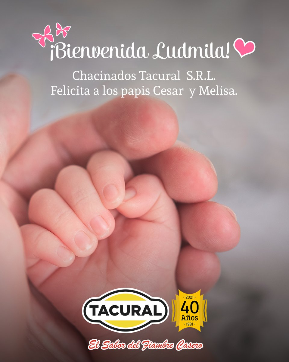 ChacinadosT's tweet photo. Chacinados Tacural SRL felicita a Cesar y Melisa por la llegada de Ludmila. 👏💖 ¡Muchas felicidades familia! 👫👶

#bienvenidabebe🐣 #BuenMiércoles #Miércoles #CiudadDeSantaFe #SantaFe https://t.co/j2UdIqSeNH