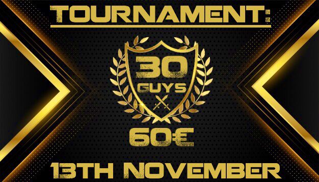ThirtyGuys's tweet photo. 🚨ThirtyGuys Tournament 🚨

⚔️We are pleased to announce the first ThirtyGuys Tournament

📅: Saturday 13th November
💰: 60€

📩 Registrations and more informations on our discord (https://t.co/mxGze2Uzbs) https://t.co/WM1aE6hzJb