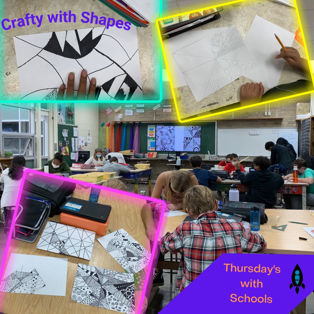 ROCKiTMMSD's tweet photo. On Thursday's ROCKiT has been with schools! During our time, we have witnessed some cool happenings. Last week @Toki_ms students showed us some cool work they were doing with shapes in art! #tokithrives @mmsdschools #withschools #leaningforwardstogether https://t.co/FLM0FGuthl