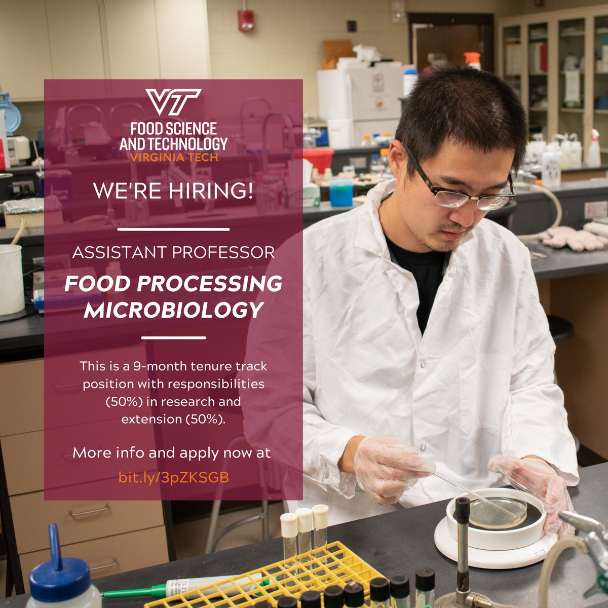VTFoodScience's tweet photo. Join the FST faculty! We're looking for an Assistant Professor of Food Processing Microbiology! π
π¬π¦ #FSTFoodies #FoodMicrobiology @VTCals @VaTechJobs
More info π https://t.co/jeJtxKwT7c https://t.co/kxYZio15SE