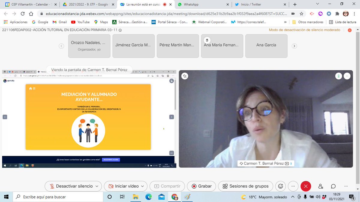 CepVillamartin's tweet photo. #FormacionSdeC Continuamos la formación en #AcciónTutorial en #Primaria con Carmen Bernal. Herramientas muy útiles para trabajar y mejorar la convivencia: #ApServicio #RecreosActivos #CuadernodeMetas #AsambleasenPrimaria #AlumnadoAyudante @EducaAnd @EducaAndInnova @FormacProfAnd https://t.co/yJrnUyeqJB