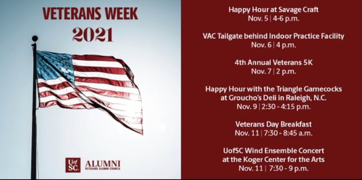 Here's a look at our Veterans Week events. Join us for some fun. 🇺🇸