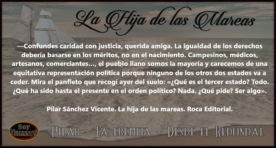 También hoy dejan que lo creamos. Algo mejoramos gracias a ellos. LS #SoyYincanera #LaHijaDeLasMareas, de @psanchezvicente con <a href="/RocaEditorial/">Roca Editorial</a> <a href="/Ana_Kayena/">Kayena</a> <a href="/MartinGGema/">Gema Martin</a> <a href="/Lumarel1/">Elena</a> <a href="/misterioletras/">Loli</a> <a href="/garita73/">Margari</a>
<a href="/IslaMilPalabras/">LaIslaMilPalabras</a> <a href="/LeyendoEnK/">María Ligeia Amate La Klingonesa</a> <a href="/Librosxdoquier/">Librospordoquier</a>
<a href="/Angela_Andurina/">Ángela</a> <a href="/detintaenvena/">tintaenvena</a>