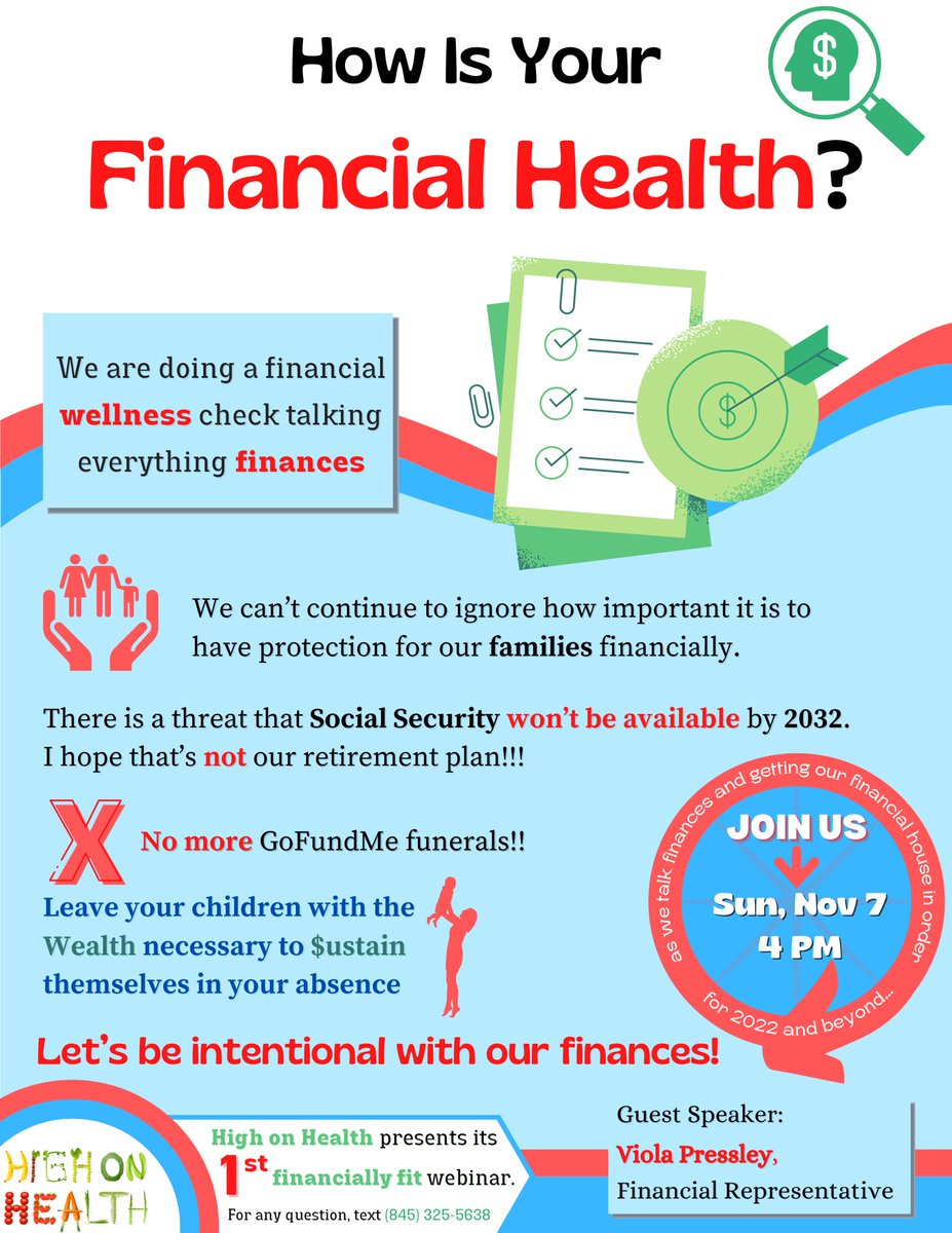 HighVending's tweet photo. Being #healthy is not just what you eat, it's a #lifestyle
And now we are talking about being #financiallyfit
So, If you need to get your #financial house in order, join us on zoom on November 7 at 4 PM
Register here: https://t.co/fZc44DyvNj
For any questions, text (845) 325-5638 https://t.co/gmsox5nGNj