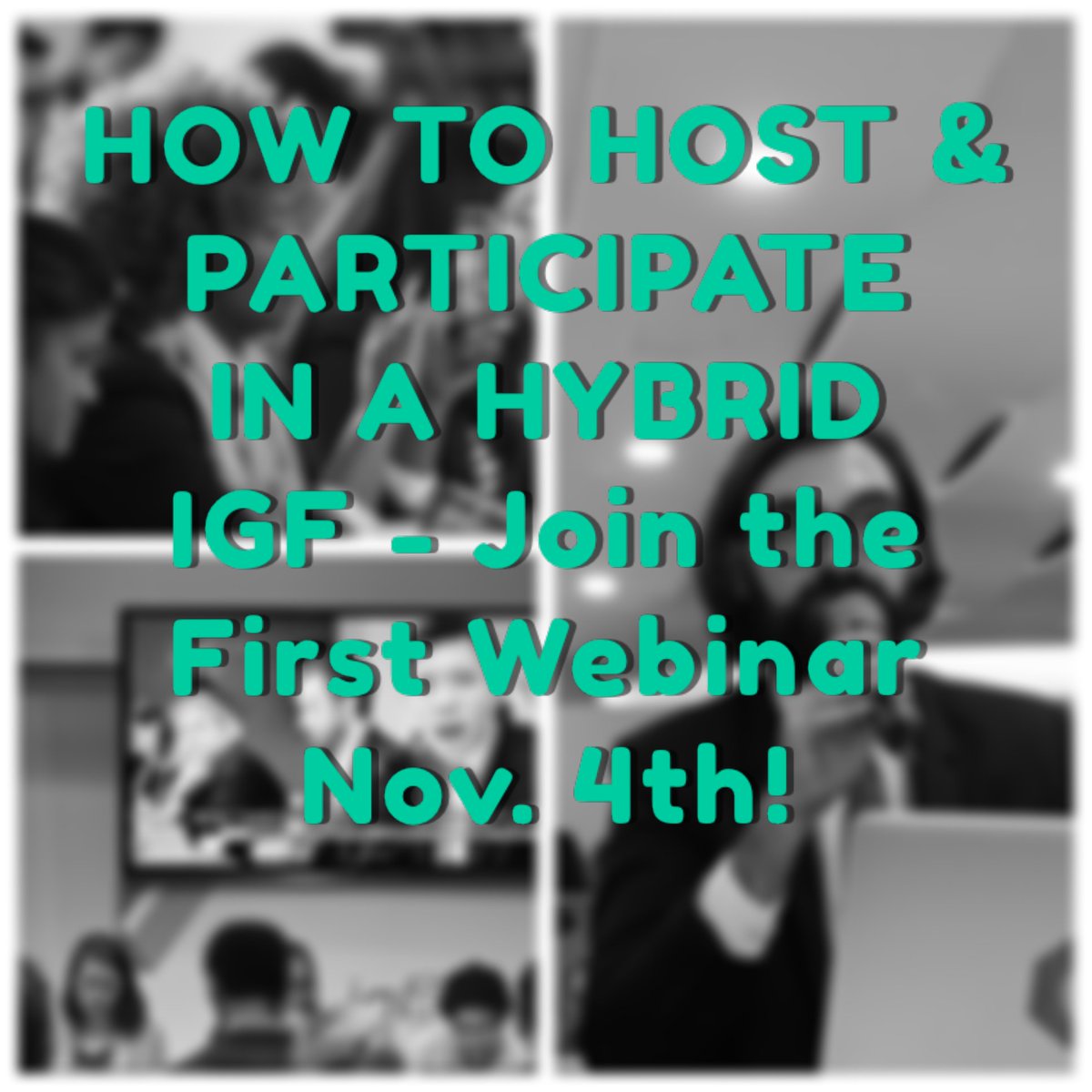 intgovforum's tweet photo. Reminder to #IGF2021 Session Organizers, Speakers &amp; Interested Participants: The 1st of 2 webinars on How to Host &amp; Participate in a 💻Hybrid IGF🔊 is tomorrow Nov 4th @ 8:30 UTC. An important engagement if you have an IGF session!

🔅Register Now https://t.co/feqXBlVRqb🔅 https://t.co/GkjbjZPPL4