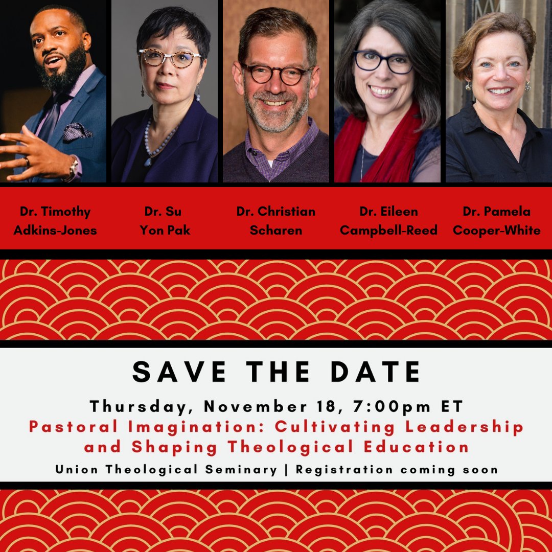 ecampbellreed's tweet image. SAVE  THE  DATE
"Pastoral Imagination: Cultivating Leadership and Shaping Theological Education"
This online event will be on Thursday, 11-18 at 7 PM EST as a part of @Unionseminary at Home. 
Registration link coming soon! 
#pastoralimagination #ministry #theologicaleducation