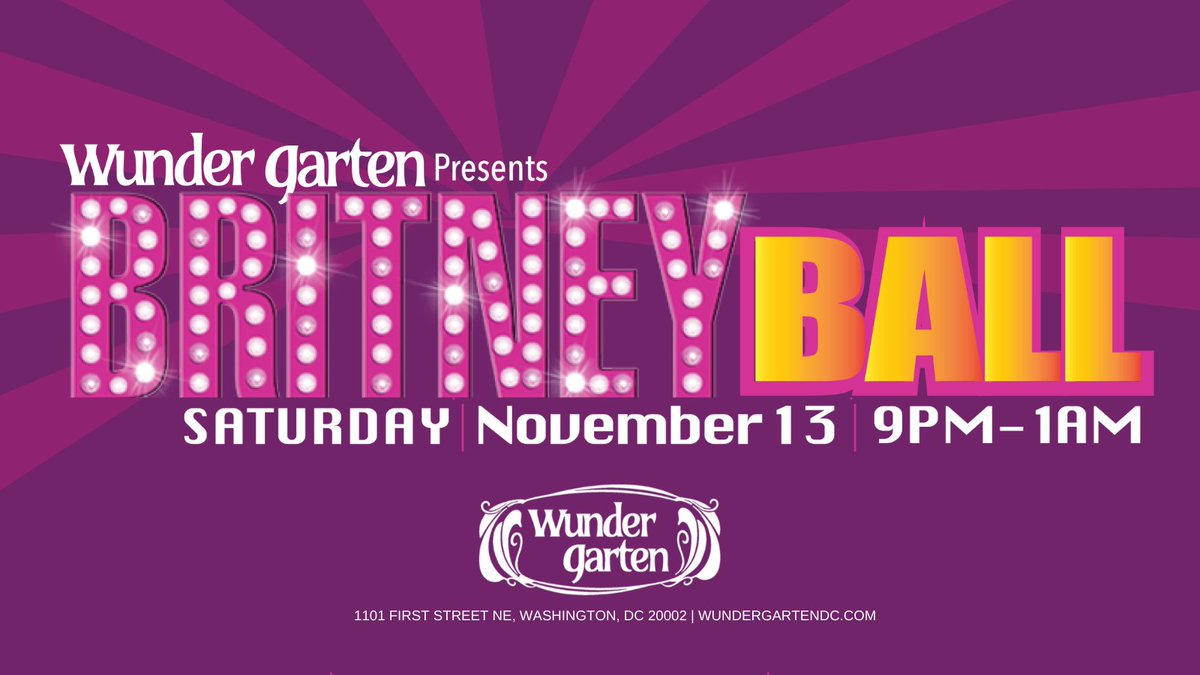 WundergartenDC's tweet photo. #Britney fans unite! It's going to be an amazing tribute night to #BritneySpears! Performances by Dreamscape Performance Company! DJ @tezrah1 in the house! Britney impersonators contest! ...and more! https://t.co/qnxsIAML2x #britneyarmy #mydccool #freebritney https://t.co/morwBtDhRm