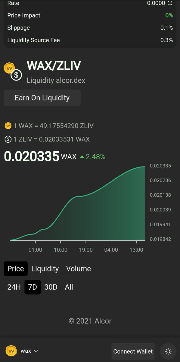 FromZeroToLive1's tweet image. De a poco sube el ZLIVCOIN 😁 #ZLIVCOIN #ALCOREXCHANGE #fromzerotolive1 #WAX #nft
