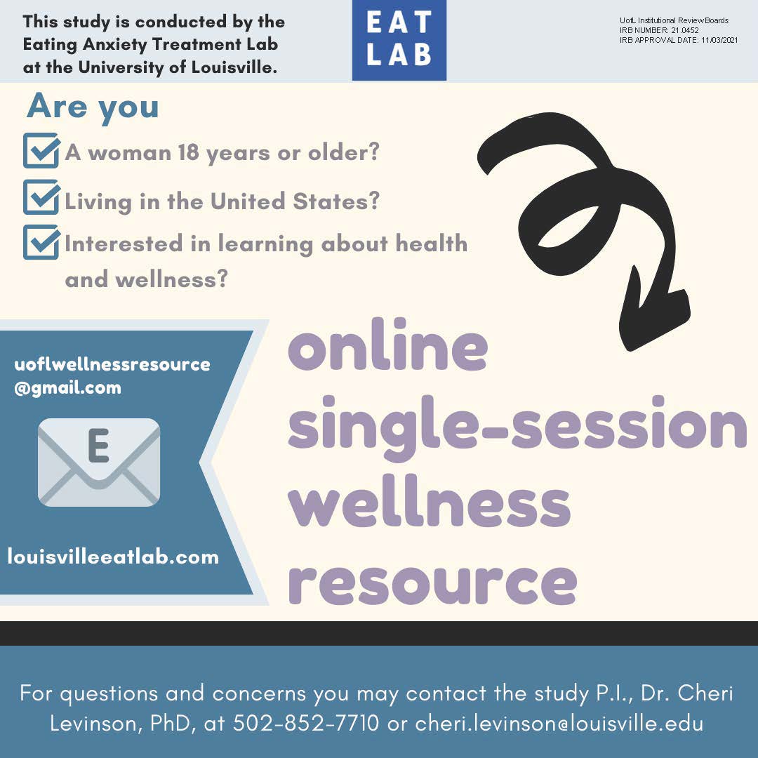 uofleatlab's tweet photo. We are recruiting for TWO online single session studies! One is focused on health &amp; wellness and the other is focused on fighting diet culture. If you are interested in participating, use the link below to sign up!

Link: https://t.co/9n0zQUP9NI https://t.co/9G47QIJaru