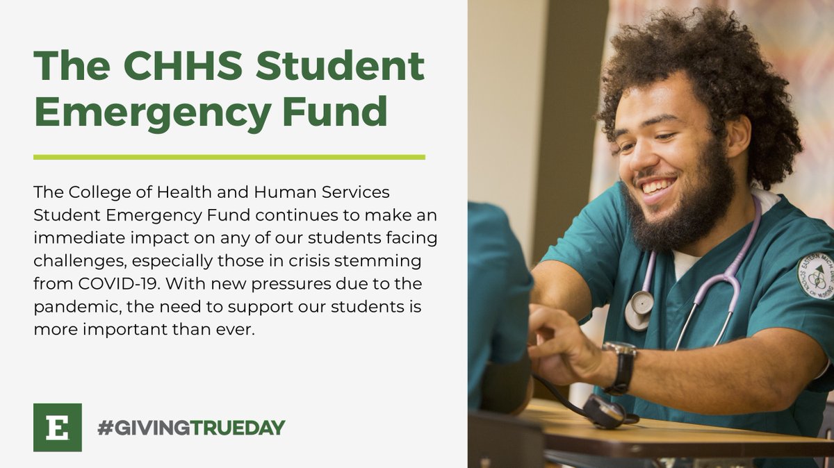 EMUCHHS's tweet photo. If you're interested in donating to a fund that can help any student within the CHHS, donate to the CHHS Student Emergency Fund.

Donate today or learn more about the fund at https://t.co/6EO492PlNA. https://t.co/zgtHX7r9Hy