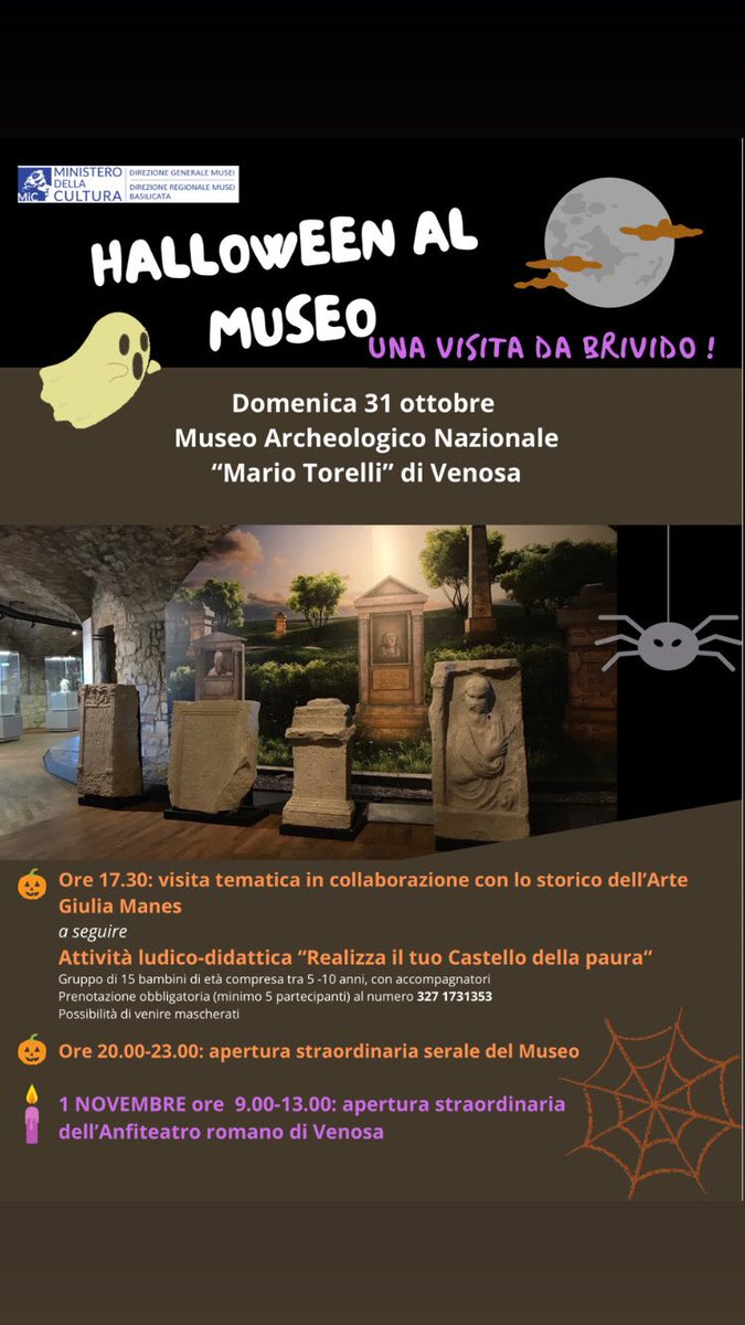 Betstabea's tweet photo. #Halloween al #Museo : ideazione di una visita tematica e laboratorio per i più piccoli. Grazie della fiducia 🖤#museibasilicata @MUSEIBasilicata 
#Venosa #MuseoTorelli #GiuliaManes #didatticamuseale #arteinBasilicata # https://t.co/etvb6jF3cg
