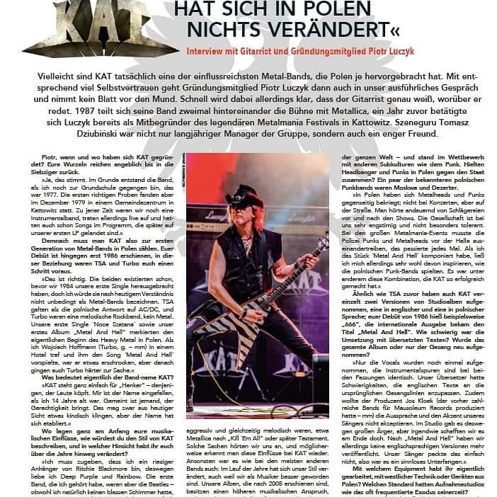 In the latest @rockhardmag, Piotr Luczyk and Matthias Mader talk about KAT and Polish metal music.
Thank you Matthias Mader.
#katofficial #piotrluczyk #rockhard #heavymetalmusic #heavymetal #matthiasmader #withoutlookingback #thelastconvoy #interview