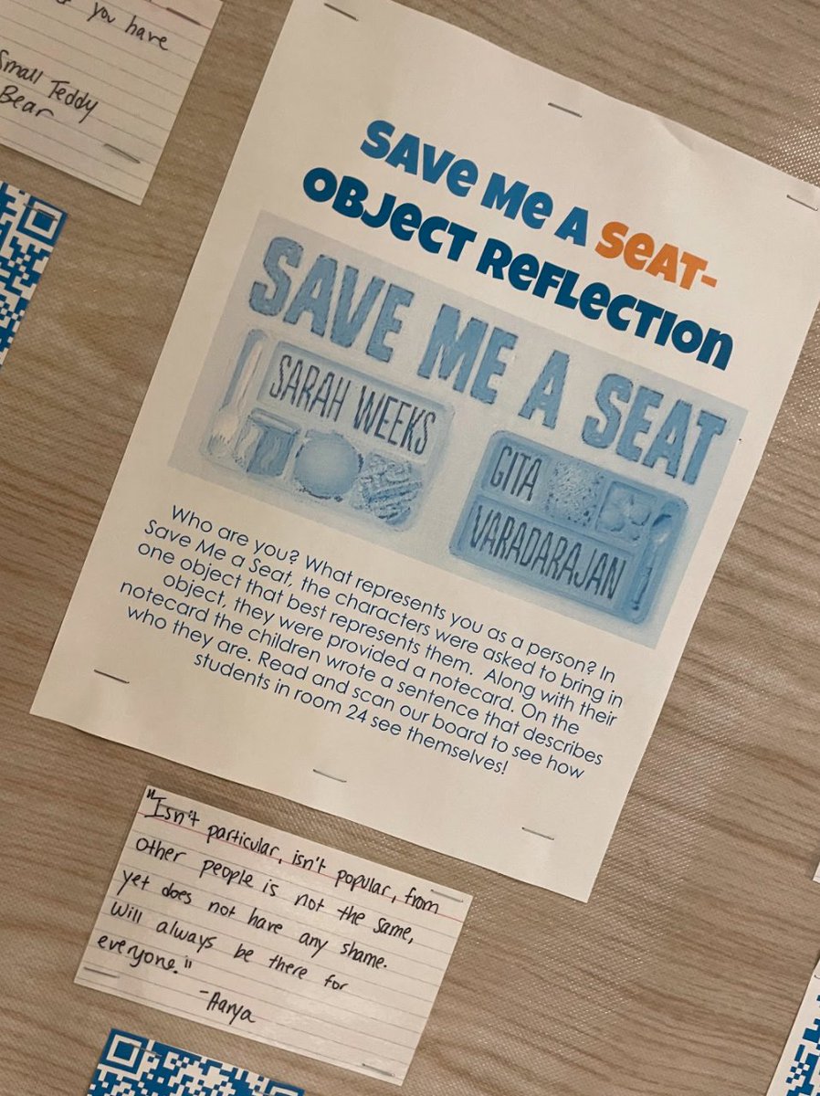 Room 24 will always save you a seat. We loved reading <a href="/gitavarad1/">Gita Varadarajan</a>  and <a href="/AuthorWeeks/">Sarah Weeks</a> novel so much, we did our own object reflection activity! Later, we created our own lunch trays representing our food favorites! <a href="/JMDragons5/">John Marshall School</a> #shinebrightedison