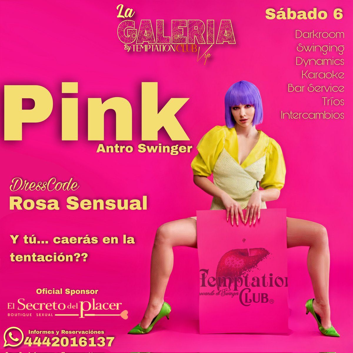 SlpTemptation's tweet photo. Esta noche de #Rosa será muy sexy 🔥

Los esperamos en su lugar favorito, dónde la sensualidad y el deseo están a flor de piel 😈

Las mejores noches Swinger las vives en #TemptationClub https://t.co/ylUcXbdCWC