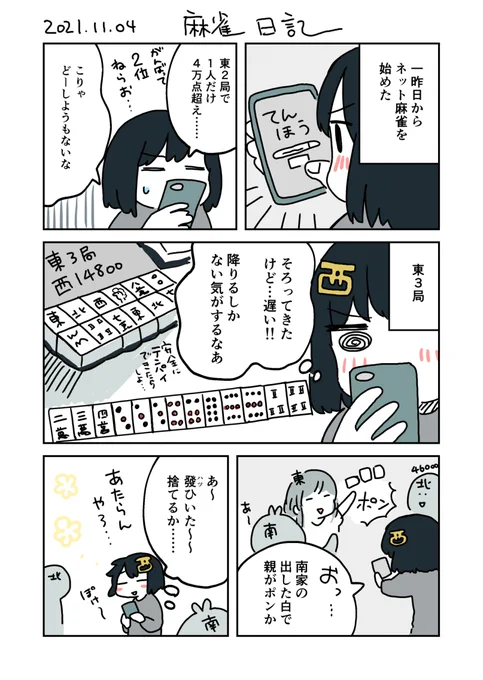 麻雀の日記漫画描いた 